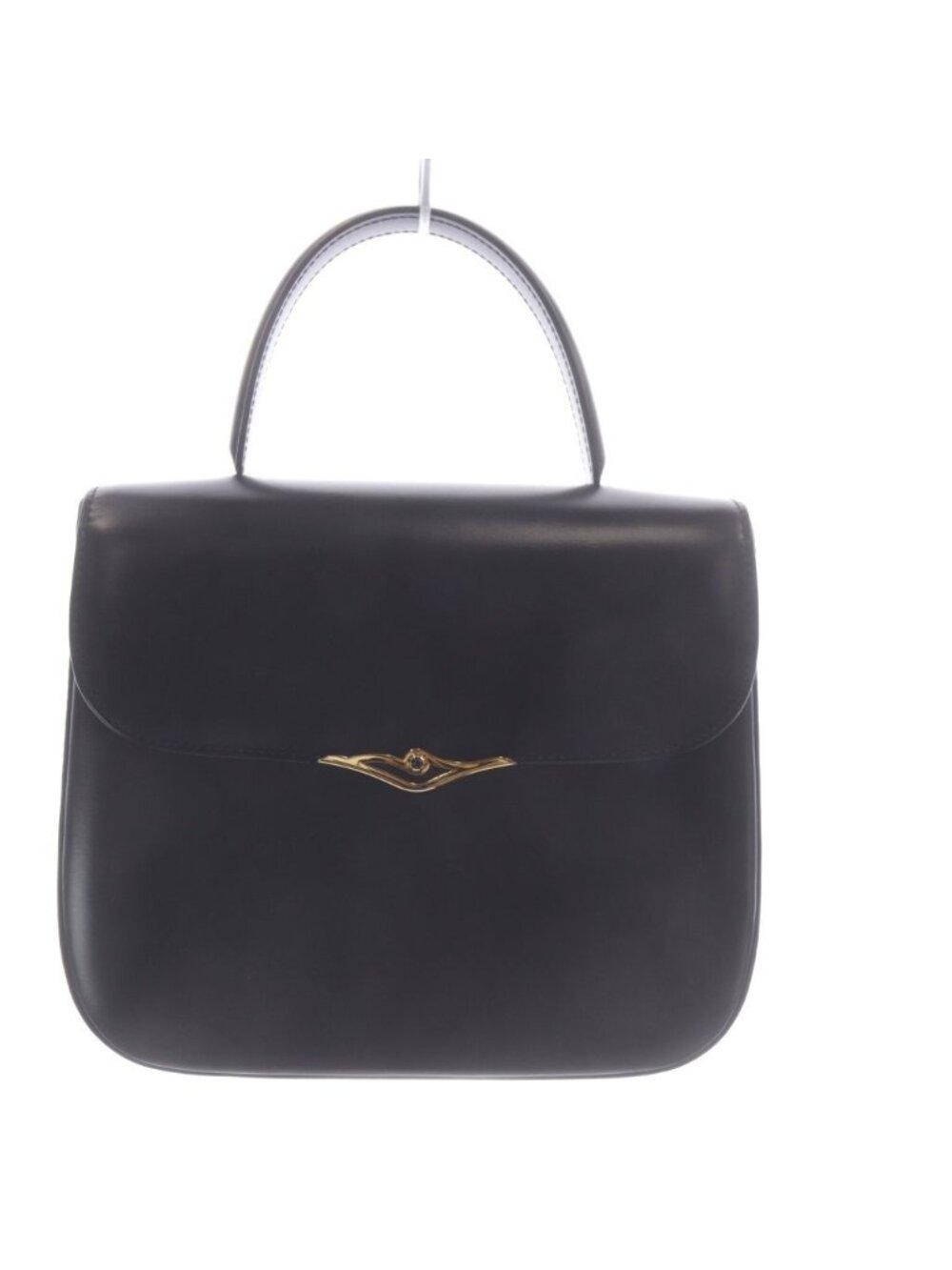 Cartier Vintage Saffiano Line Handbag One Handle Leather Black
